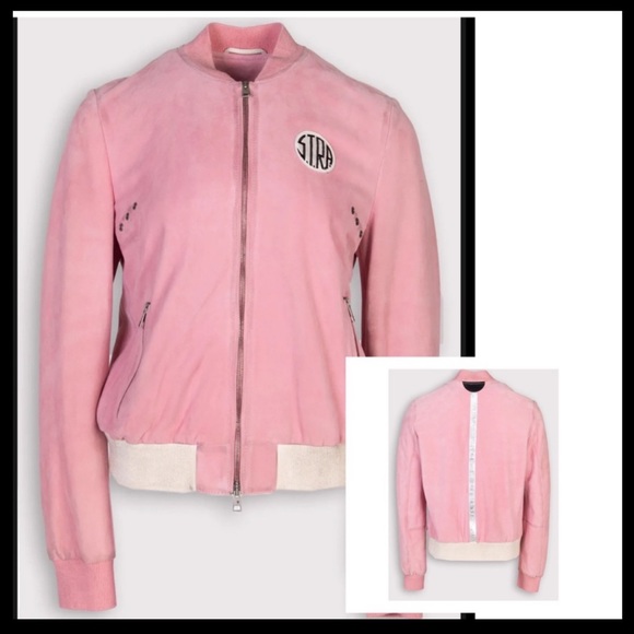 S.T.R.A. Suede and Leather Lightweight Bomber Jacket in Rose Pink - Med - Picture 1 of 12